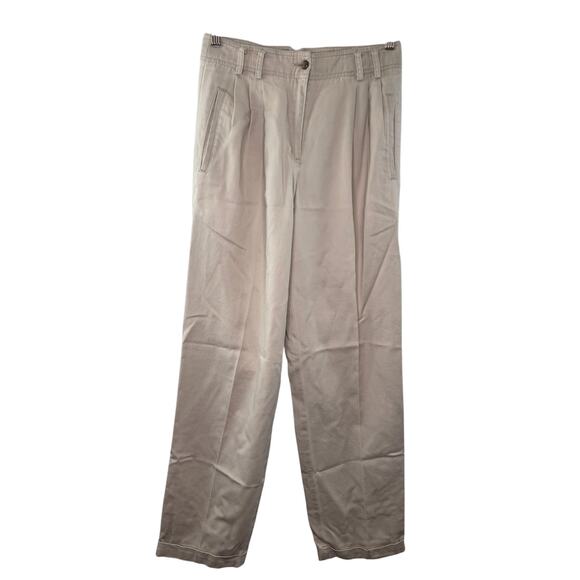 VTG Liz Claiborne Beige Kylie Pants Denim High-Rise Pleated Cuffed Zip Fly Sz 8 - Picture 1 of 7